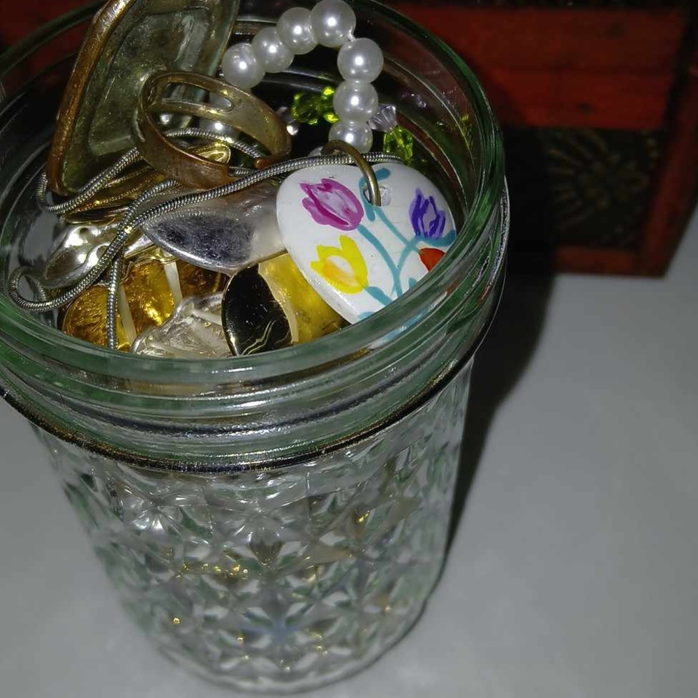 Colorful Jewelry Collection in Glass Jar